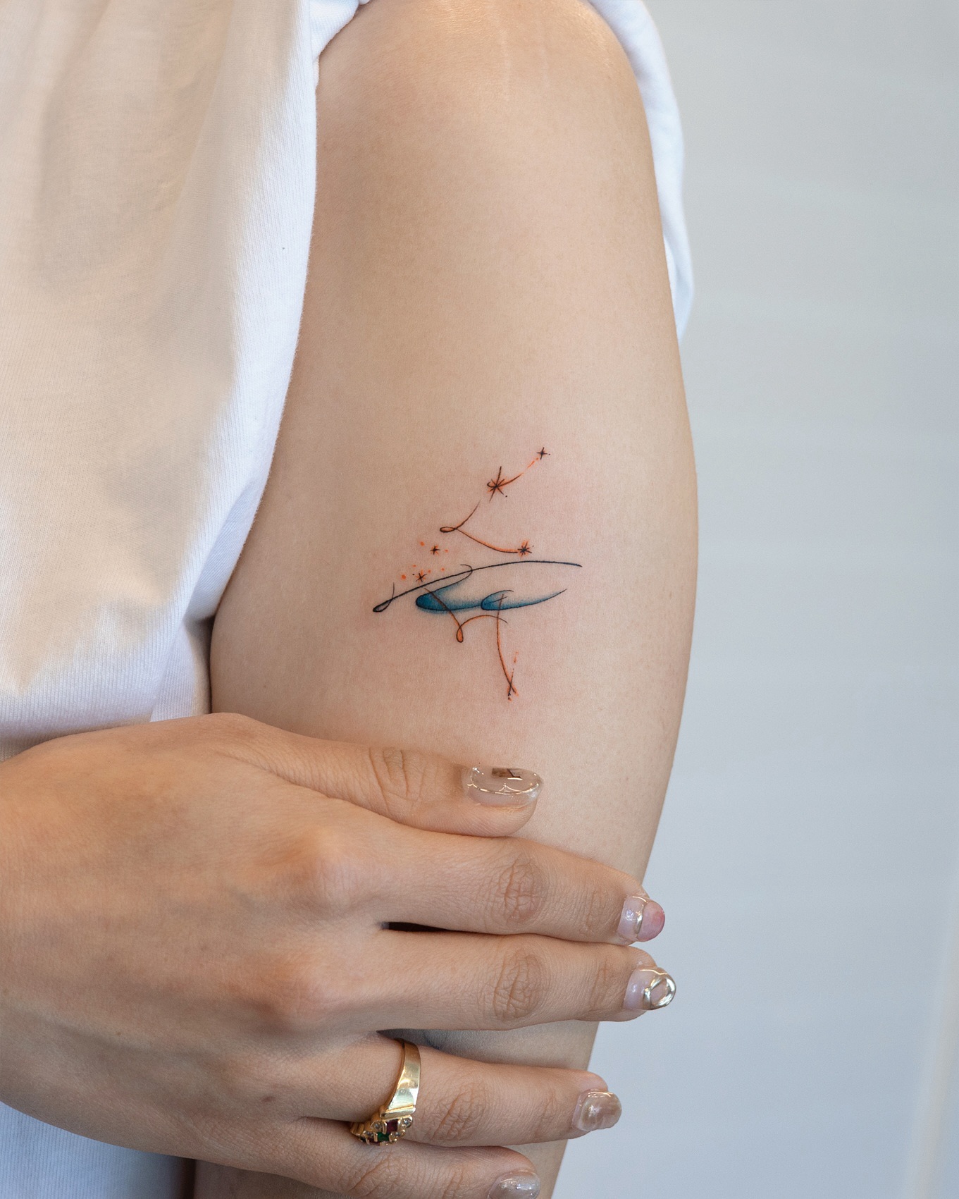 Minimalist Aquarius Constellation Wave Tattoo