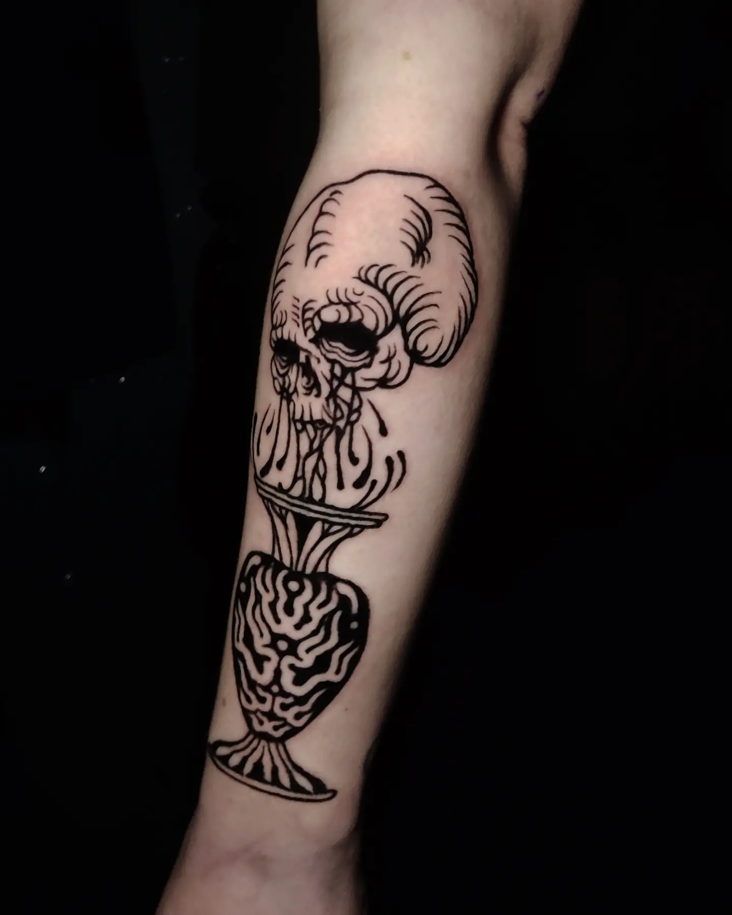 Skull Pouring From Aquarius Cup Tattoo