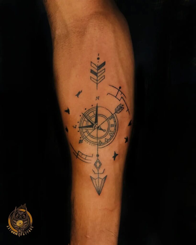 Arrow and Compass Flight Tattoo timeless compass tattoo designs tattoo