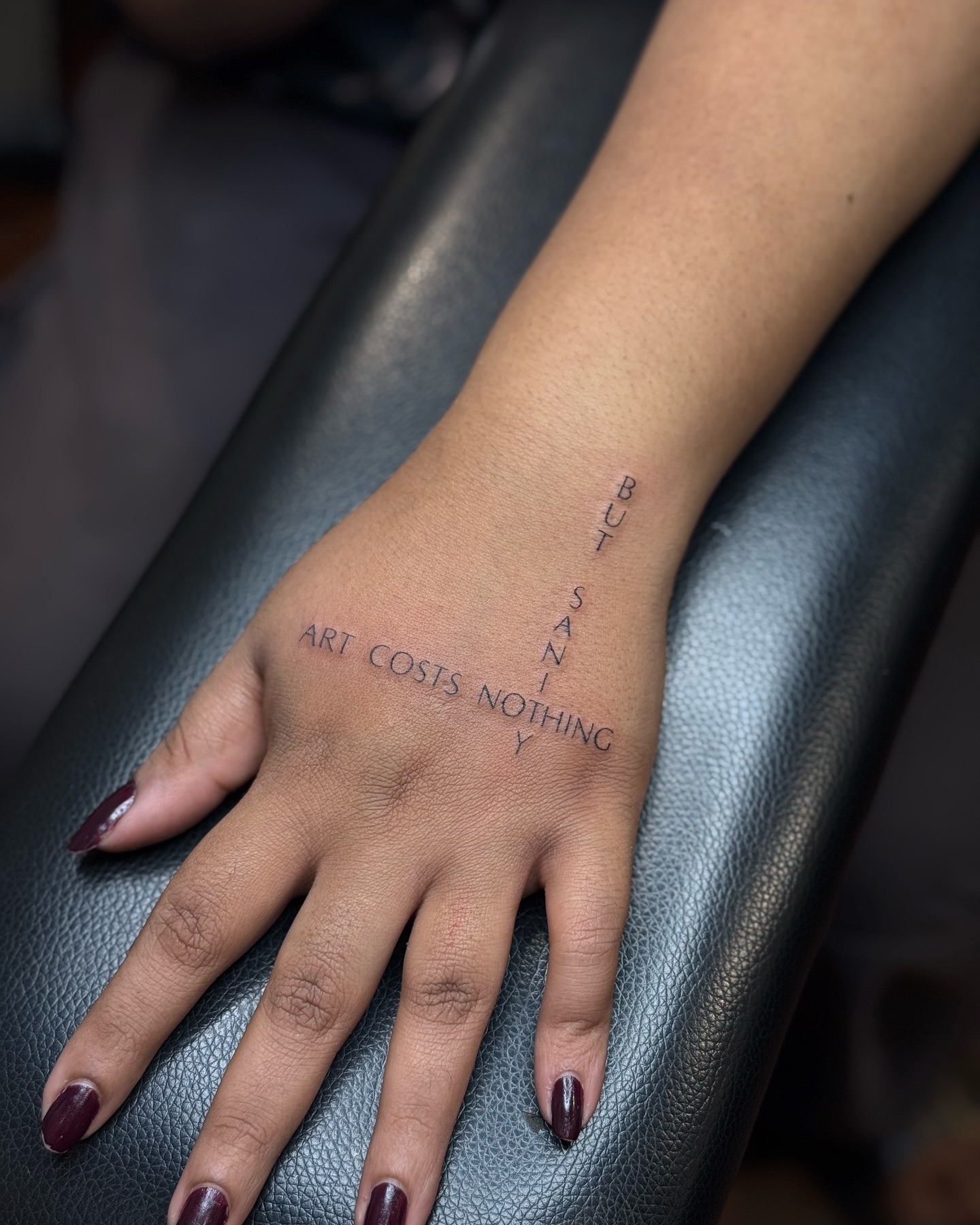 Art Costs Nothing but Sanity Tattoo meaningful word tattoos tattoo