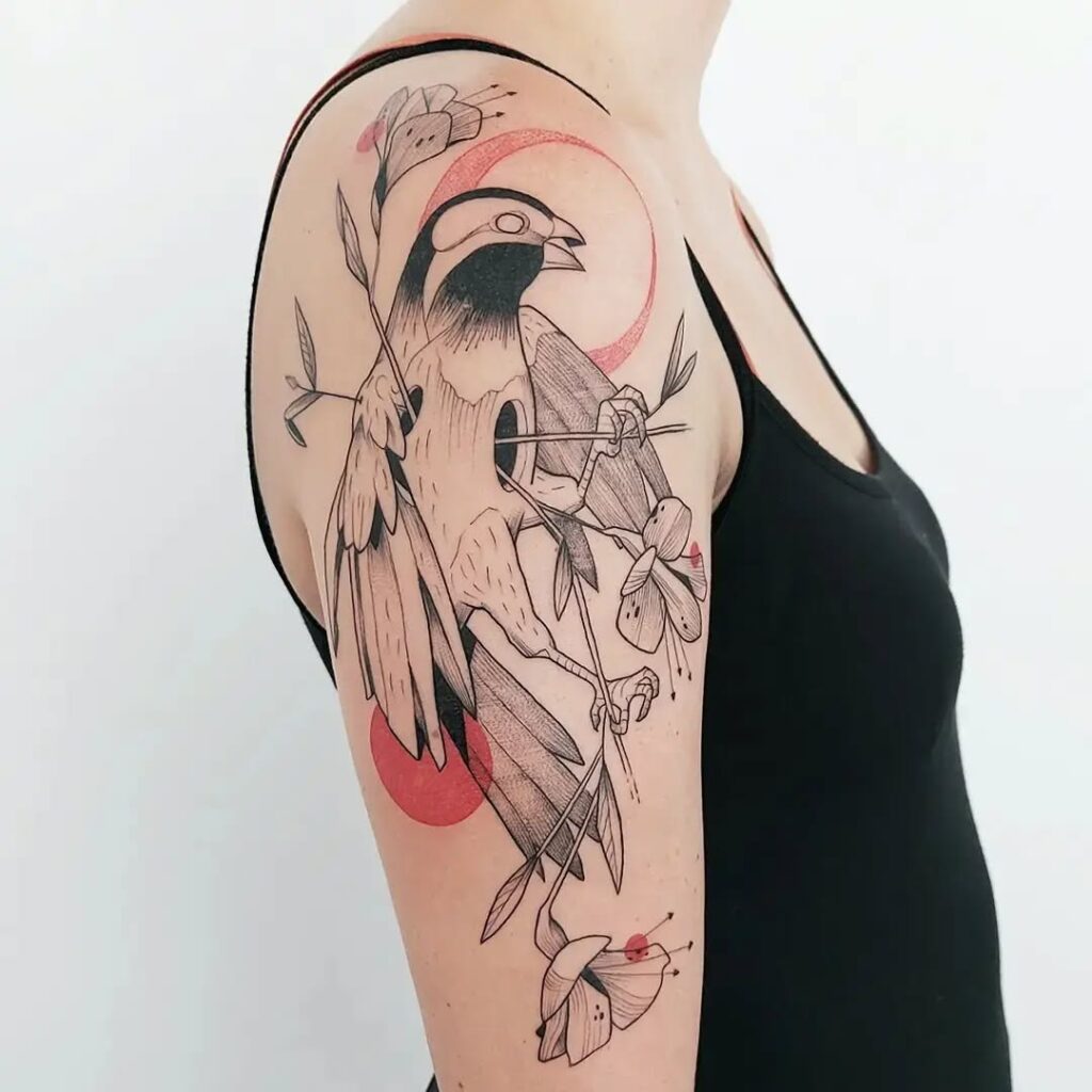 Botanical Fern And Wildflower Tattoo