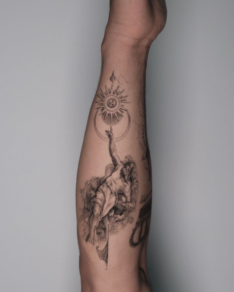 Ascending Angel Reaching for the Sun Tattoo angel tattoo ideas tattoo