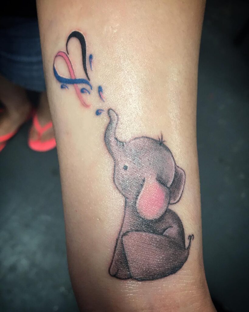Angel Baby And Mother Line Art Tattoo