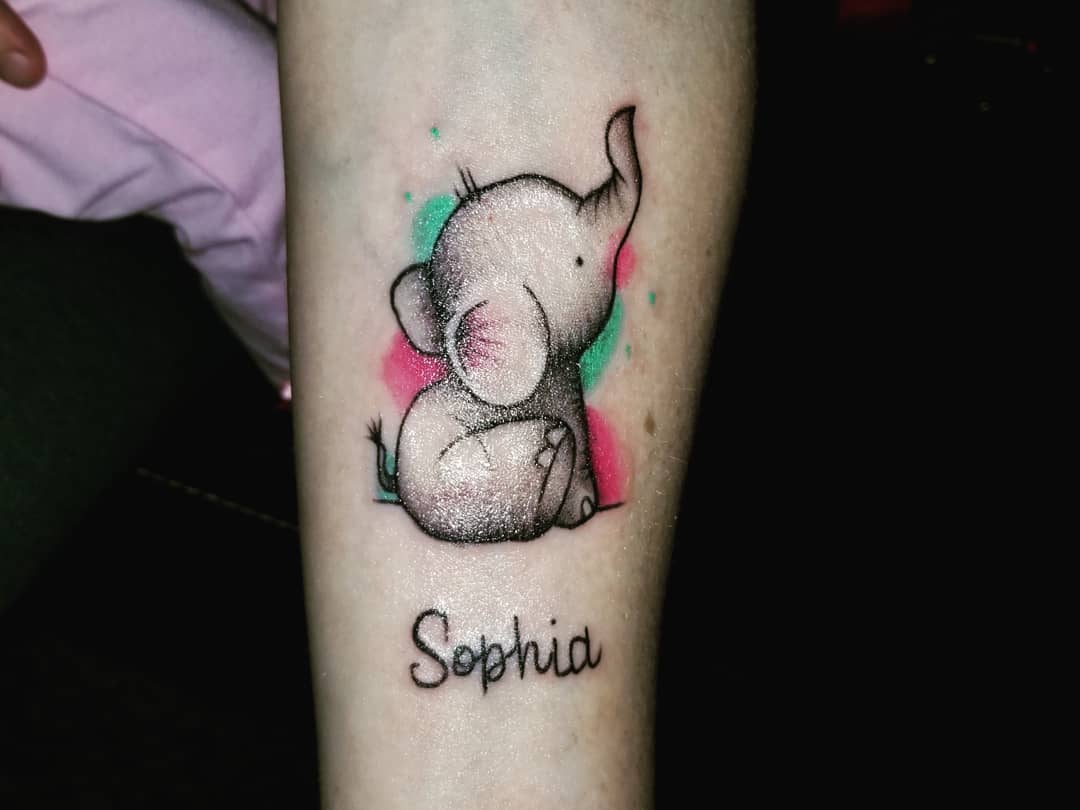 Baby Elephant Name Tattoo baby elephant tattoo ideas tattoo