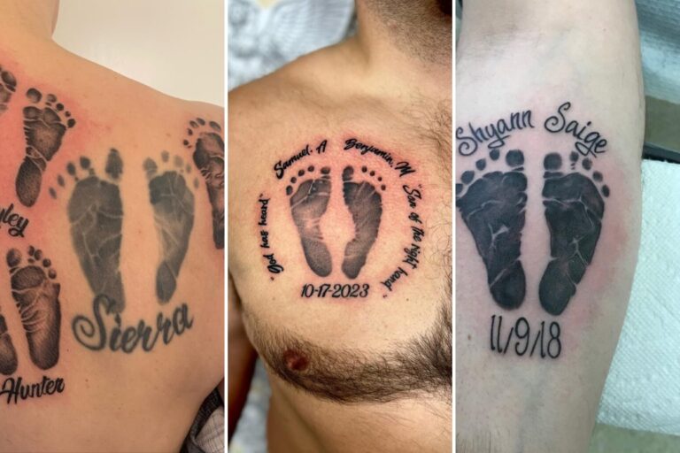 Aesthetic baby feet tattoos and delicate ink ideas collage