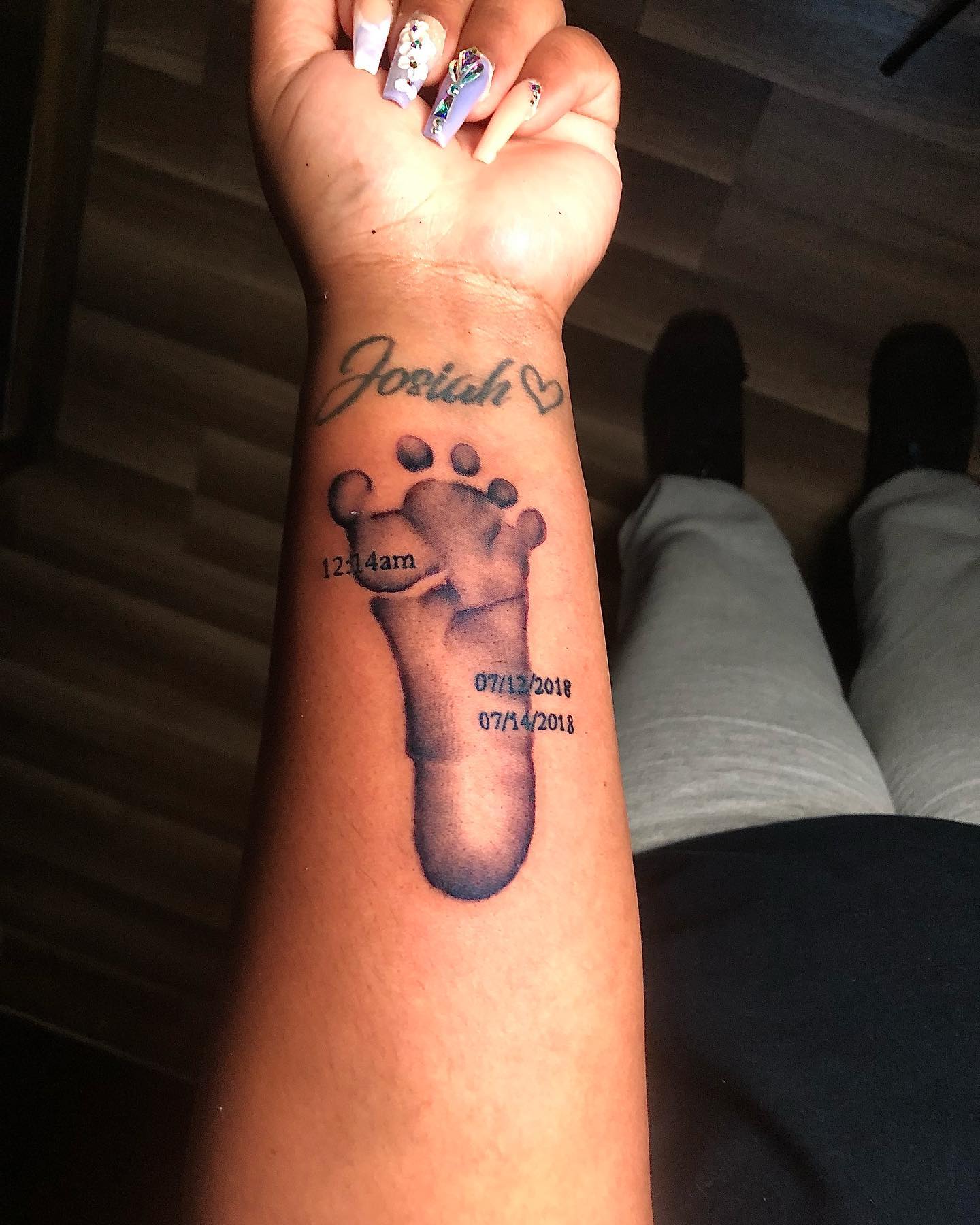 Realistic Baby Footprint Tattoo baby feet tattoos ideas tattoo