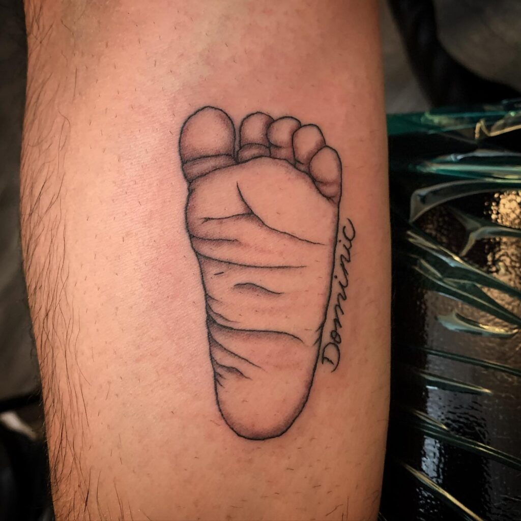 Baby Footprint with Name Tattoo baby feet tattoos tattoo