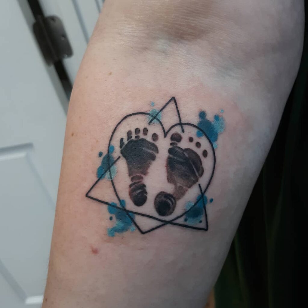 Baby Footprints with Heart and Star Tattoo baby feet tattoos tattoo