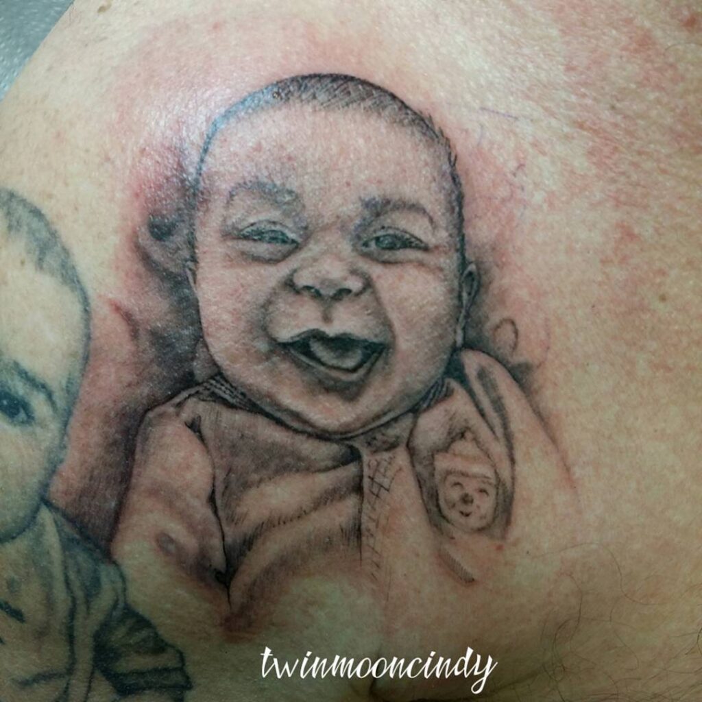 Baby Portrait grandchildren tattoos for grandparents tattoo