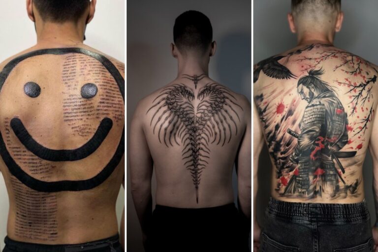 Aesthetic back tattoos for guys and delicate ink ideas collage