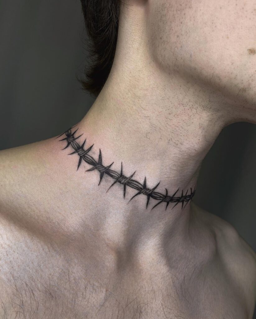 Winged Sword Of Hope Neck Tattoo