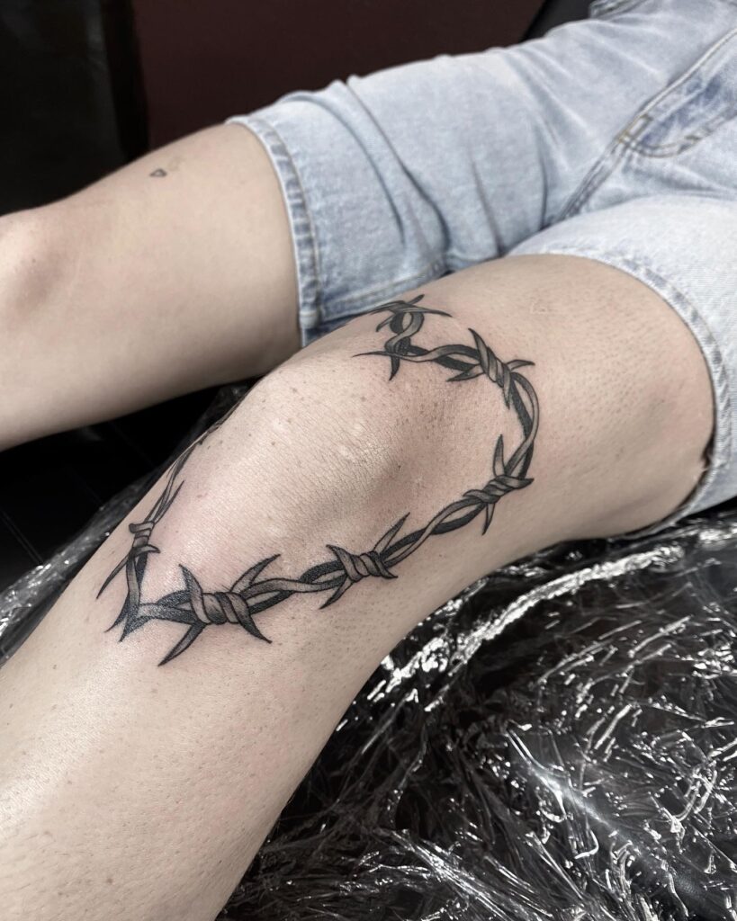 Bold Floral Knee Frame Tattoo