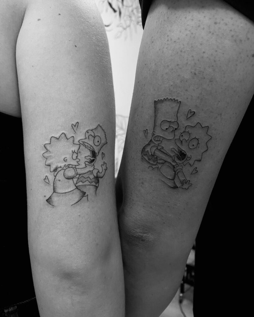 Bart and Lisa Playful Tattoo Pair brother sister tattoos tattoo