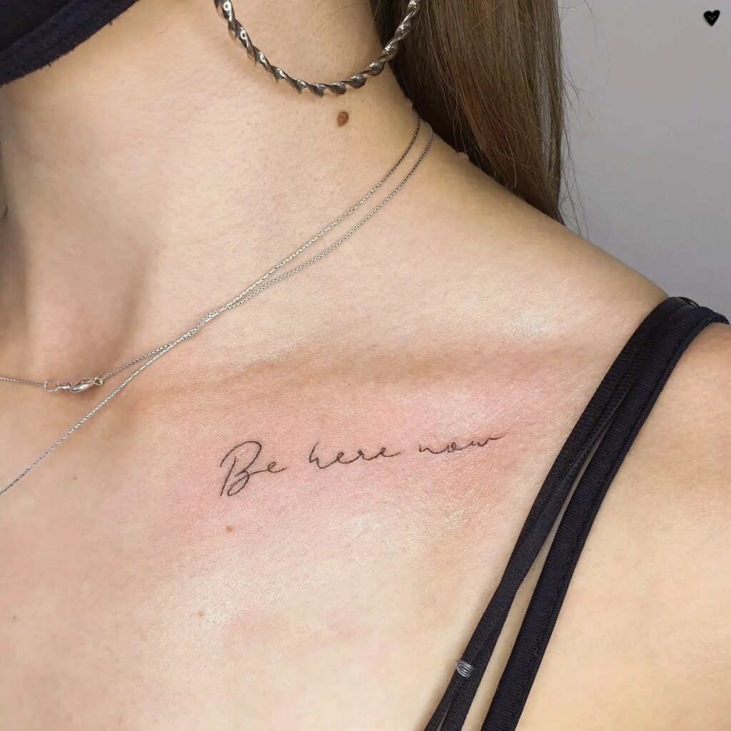 Cherry Blossom And Butterfly Collarbone Tattoo
