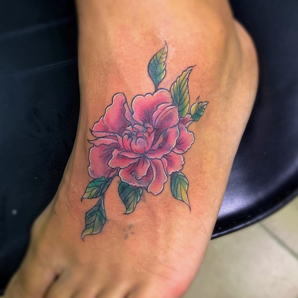Delicate Floral Toe Tattoo