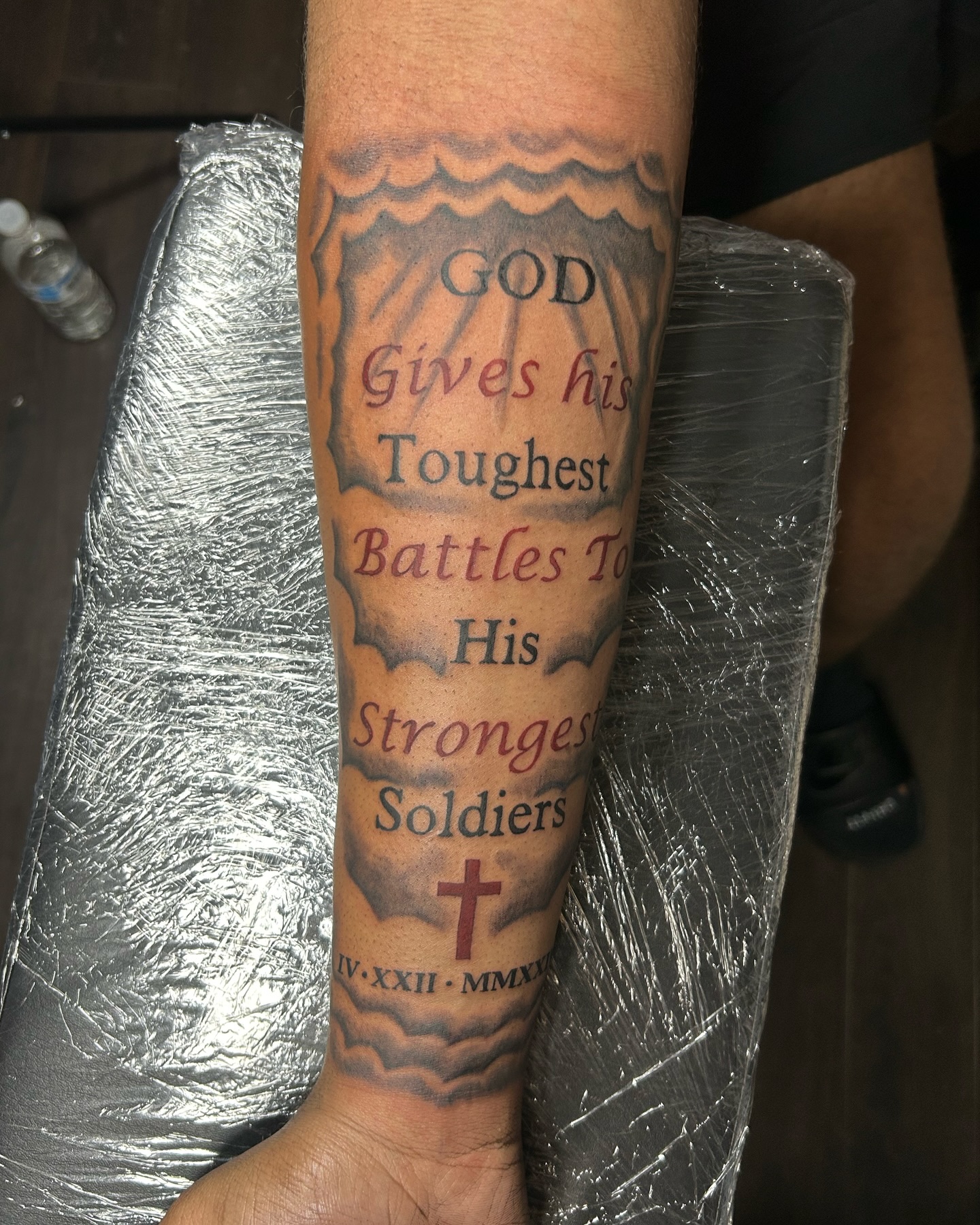 God Gives His Toughest Battles Bible Quote Tattoo