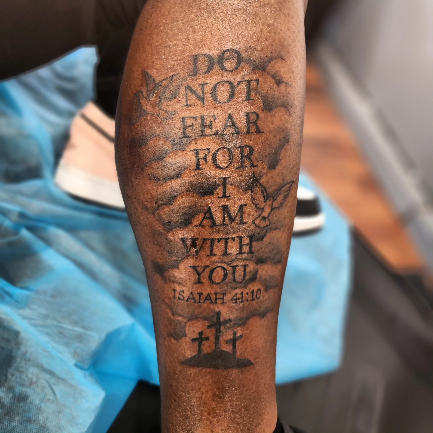 Isaiah 41 10 Bible Verse And Three Crosses Tattoo