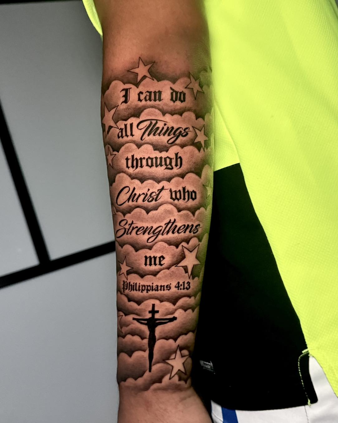 Philippians 4 13 Bible Verse And Cross Tattoo
