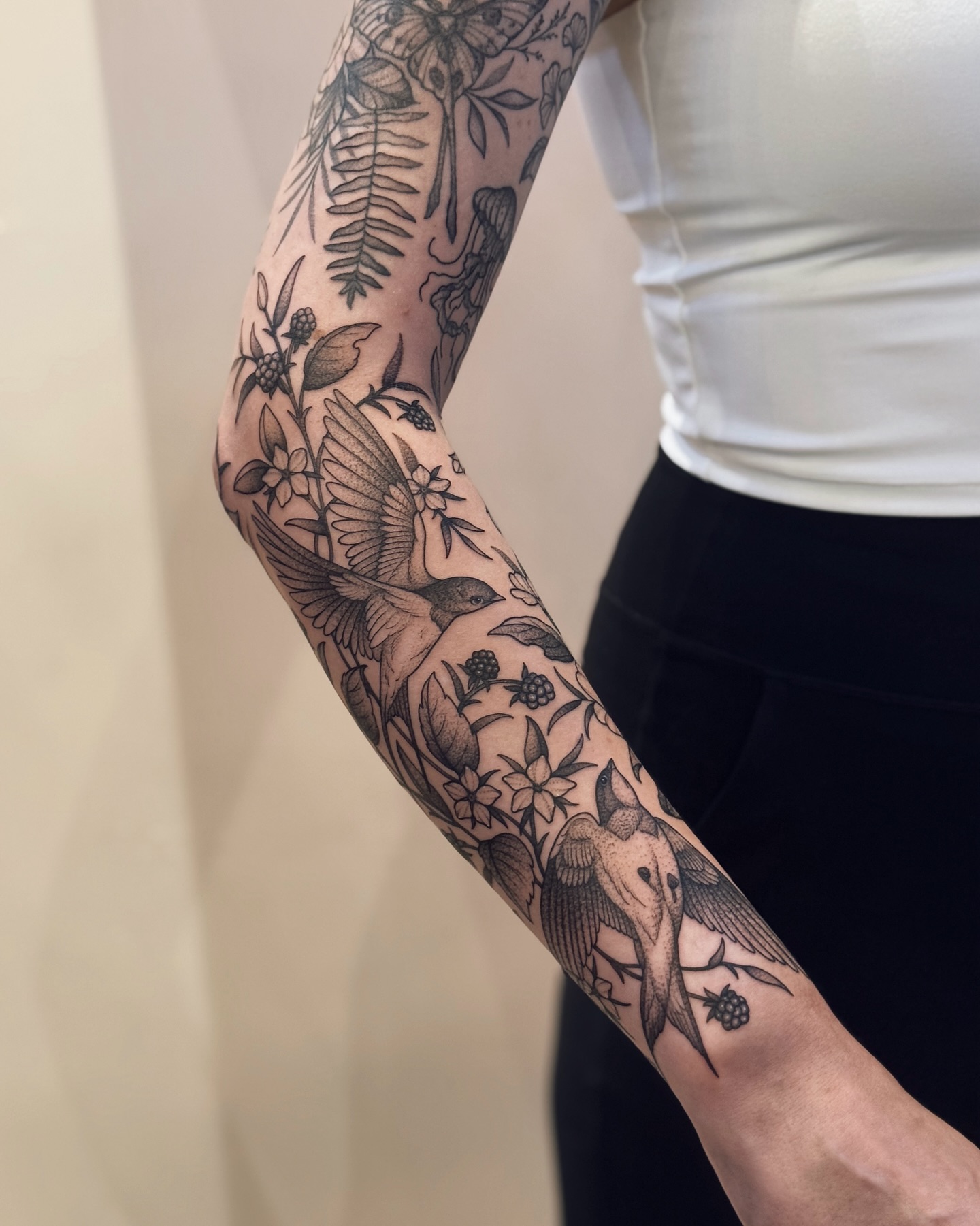 Birds and Wildflowers Nature Sleeve Tattoo nature tattoos for women tattoo