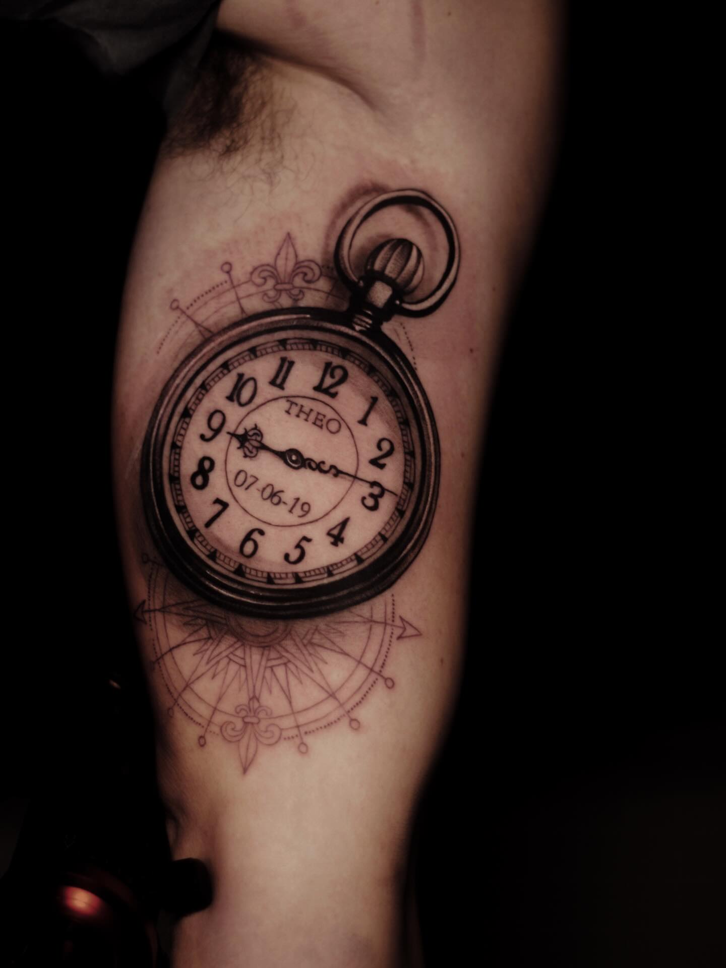 Skull Birth Clock Tattoo birth clock tattoos tattoo