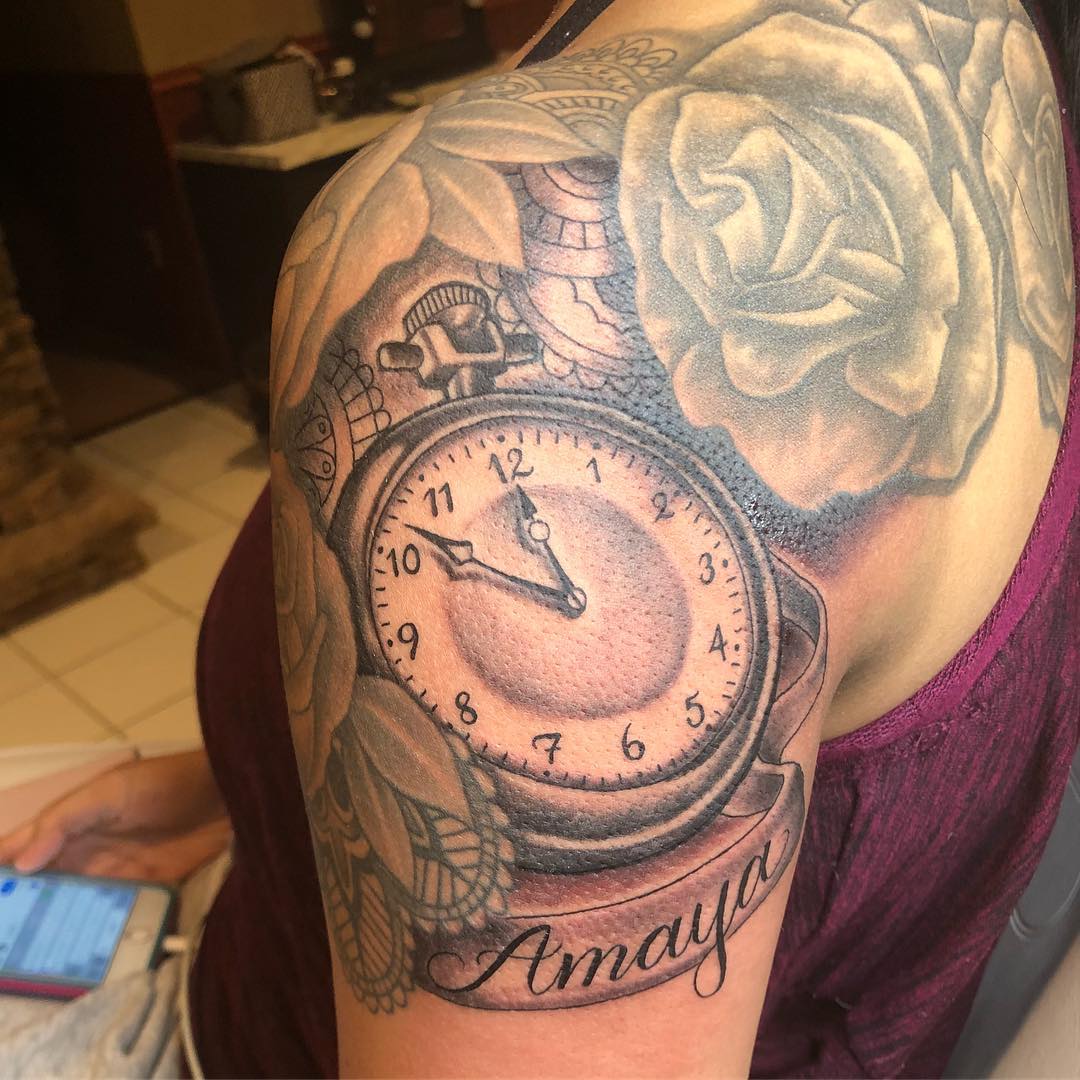 Family Birth Clock Tattoo With Important Dates birth clock tattoos tattoo