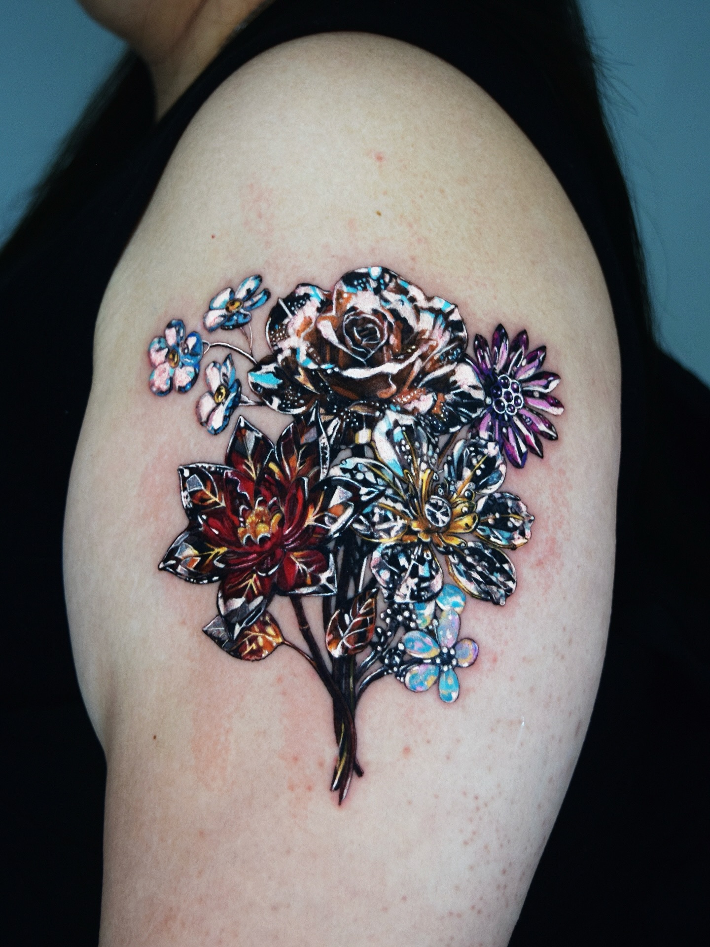 Birth Flower Bouquet Birthstone Tattoo