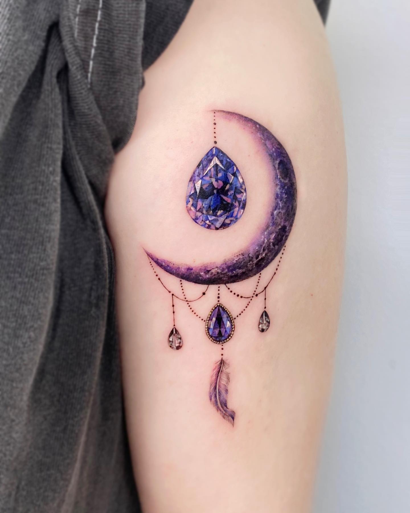Crescent Moon Birthstone Tattoo