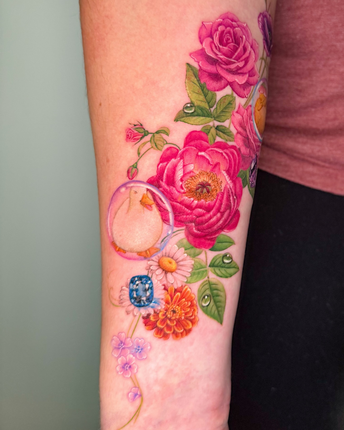 Floral Birthstone Bouquet Tattoo