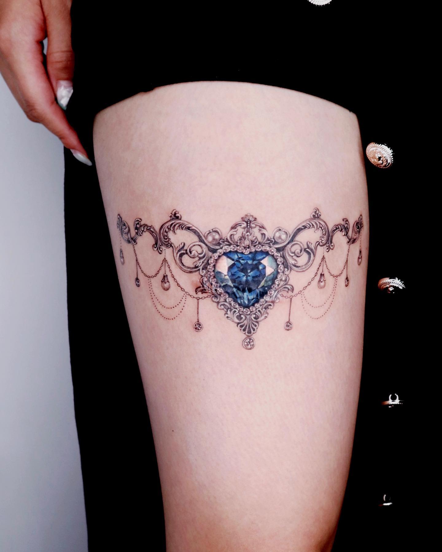 Heart Jewel Birthstone Tattoo