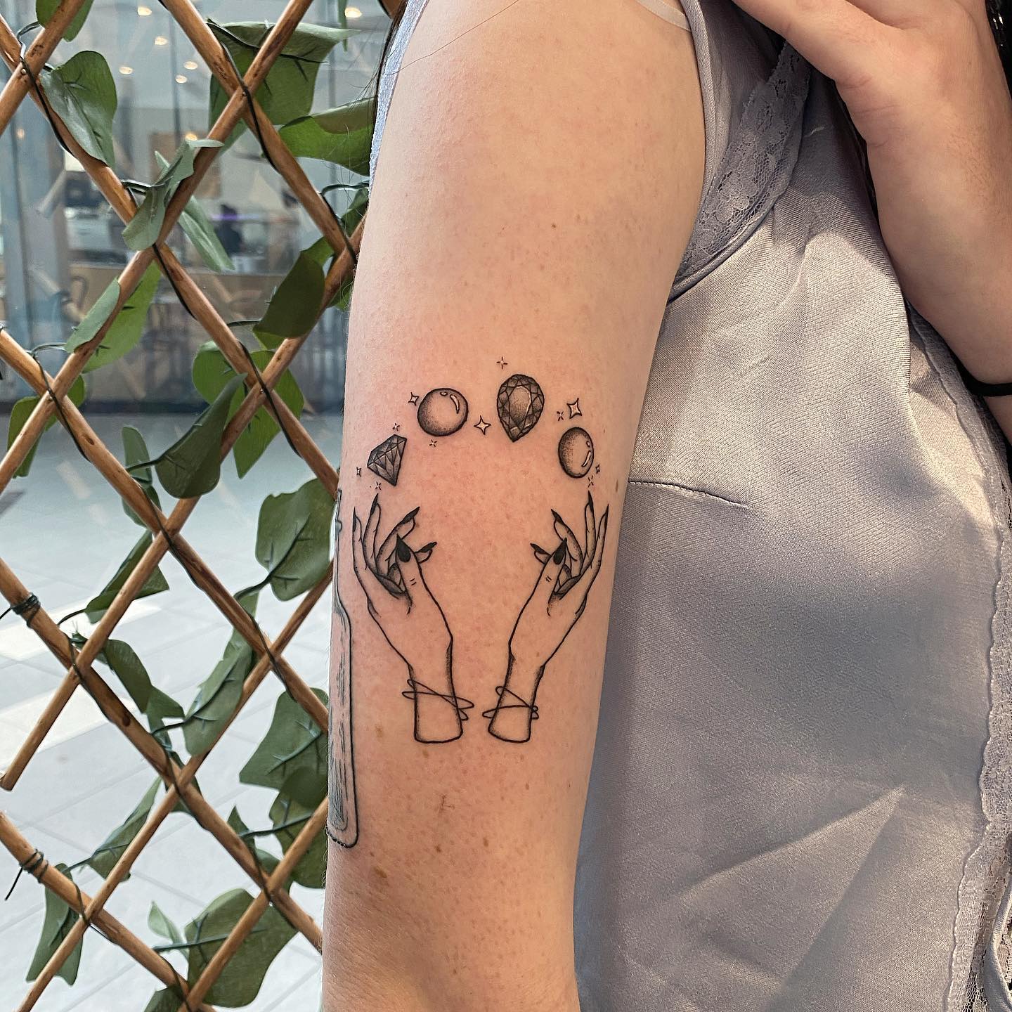 Mystic Hands And Birthstone Tattoo