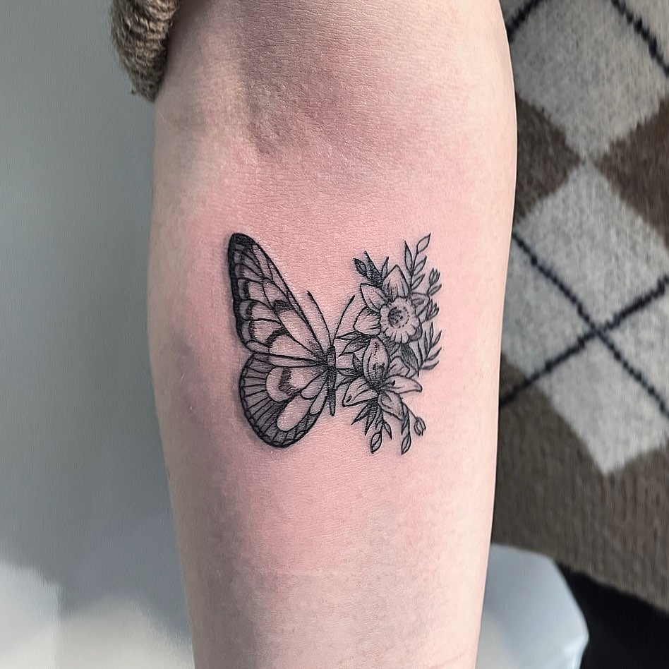 Neck Half Butterfly Half Rose Tattoo half butterfly half flower tattoos tattoo