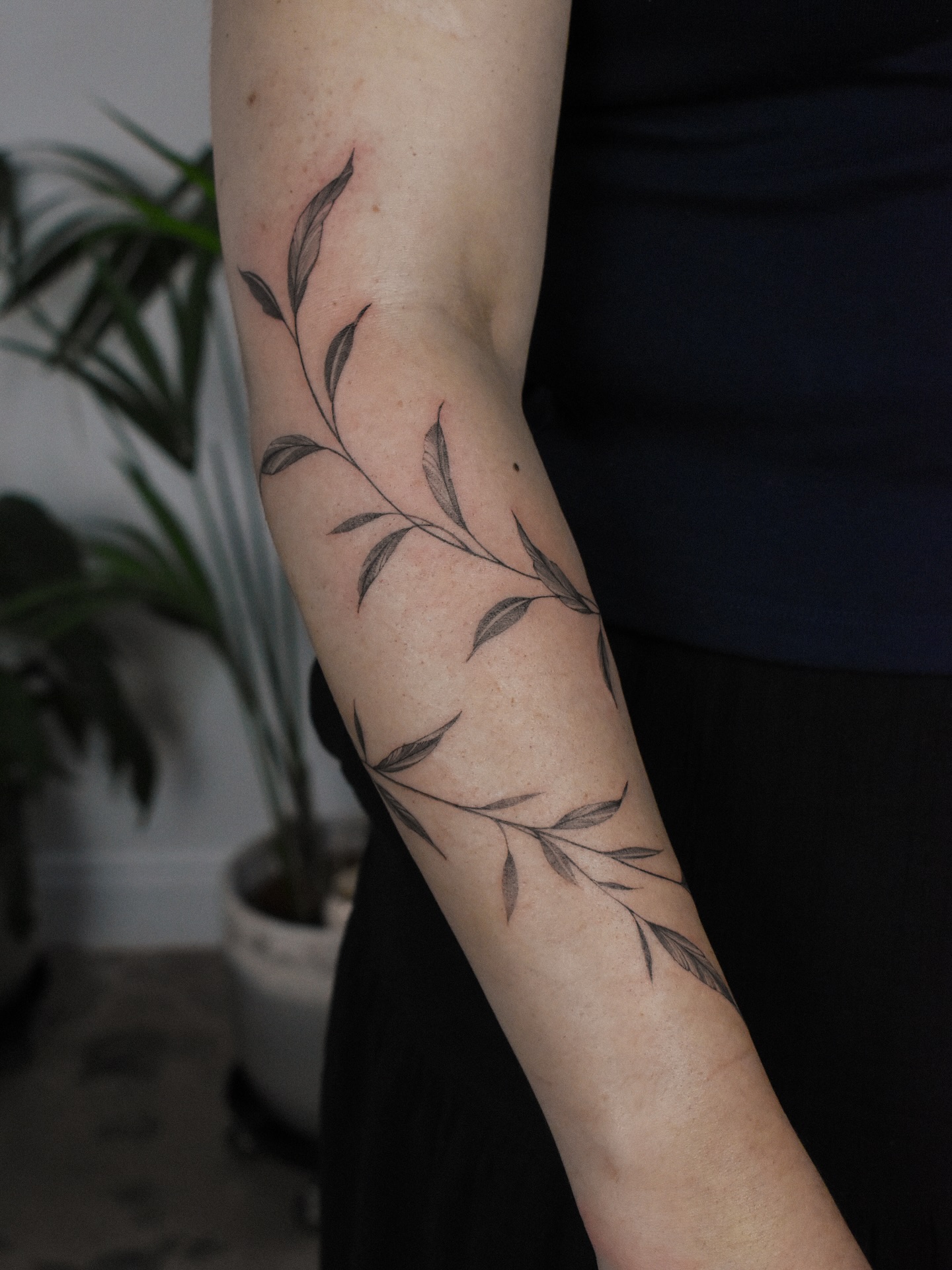 Floral Vine and Star Tattoo on Ribcage and Chest vine tattoos tattoo