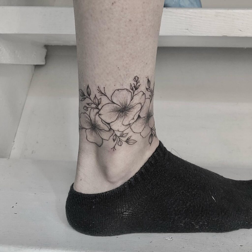 Blue Beaded Anklet Tattoo