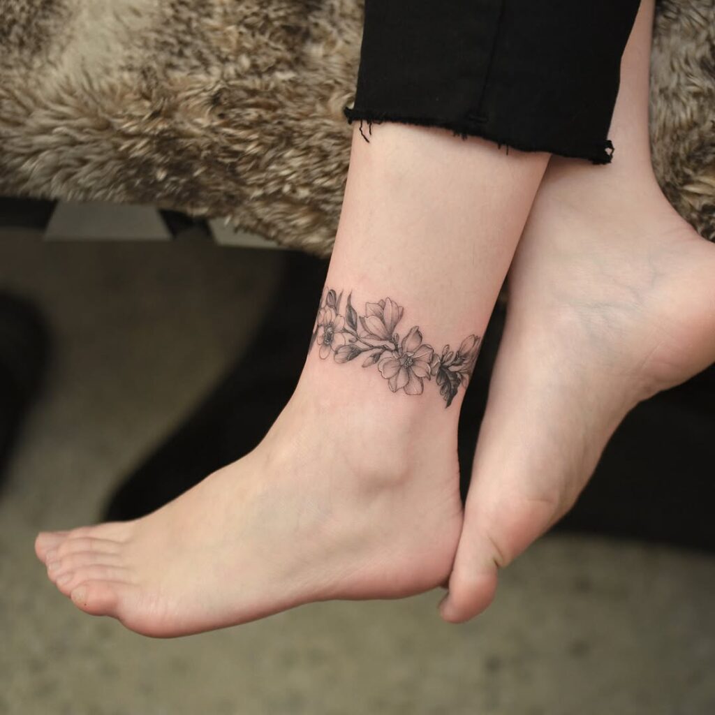 Birds On A Wire Anklet Tattoo