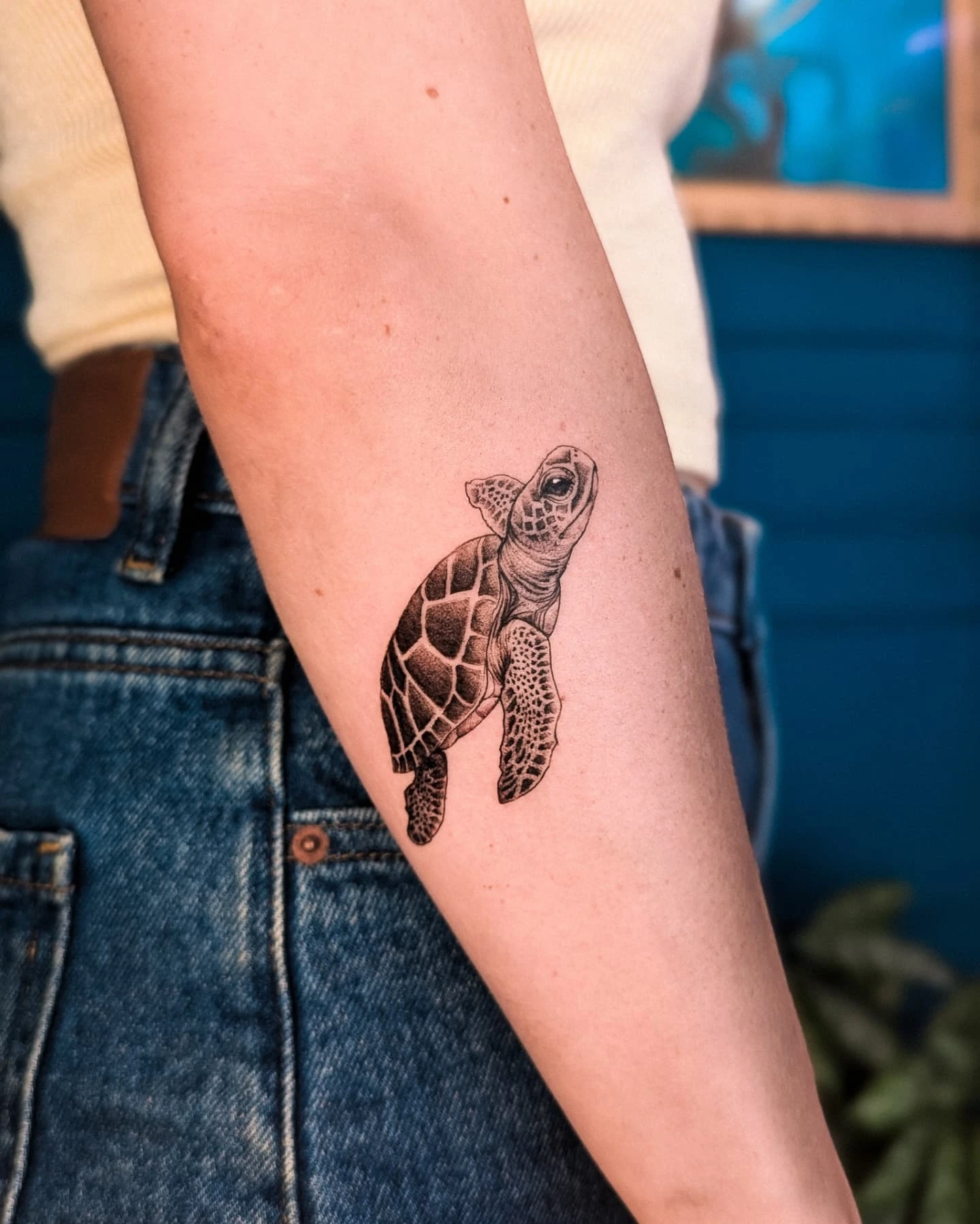 Black and Grey Sea Turtle Realism sea turtle tattoo