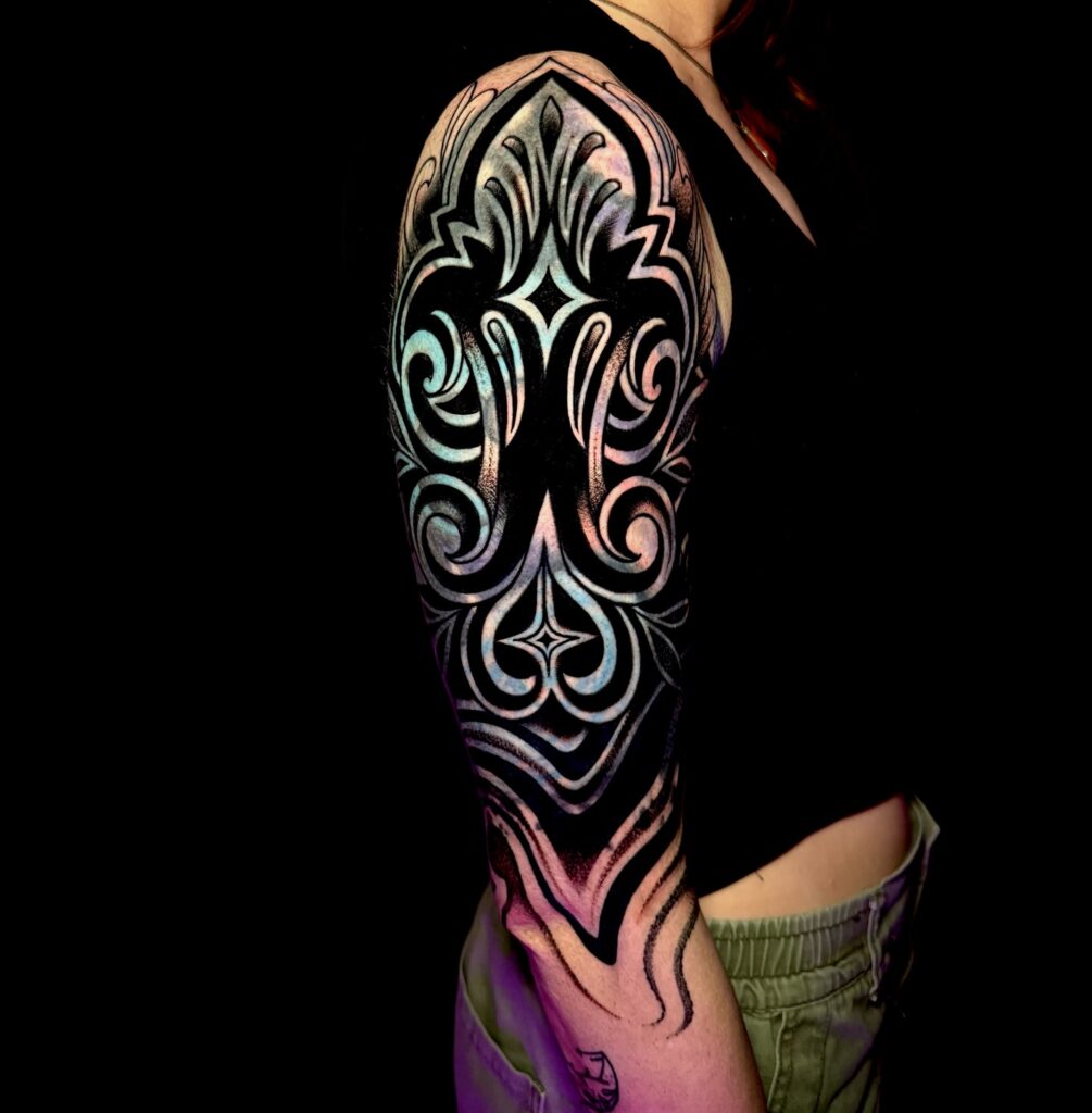 Lion And Birds Realistic Half Sleeve Tattoo