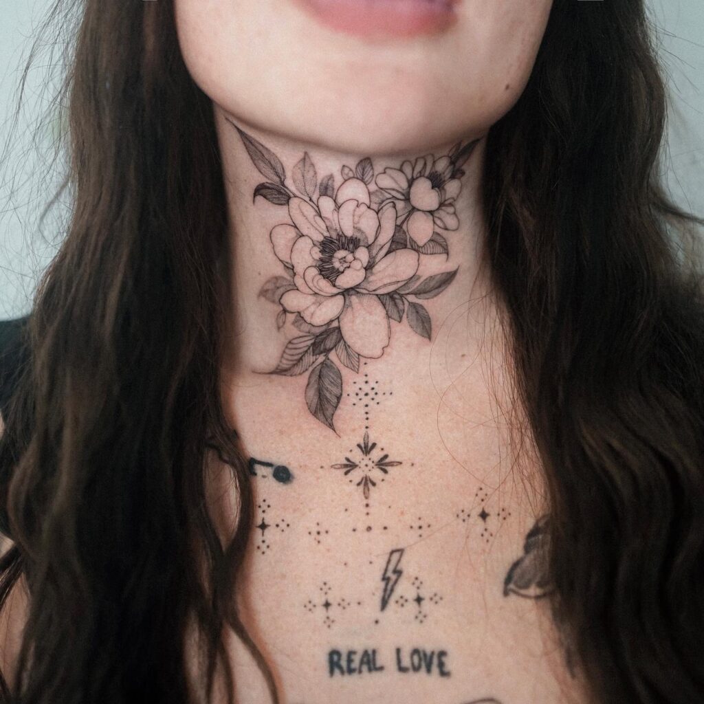 Minimalist Three Hearts Neck Tattoo