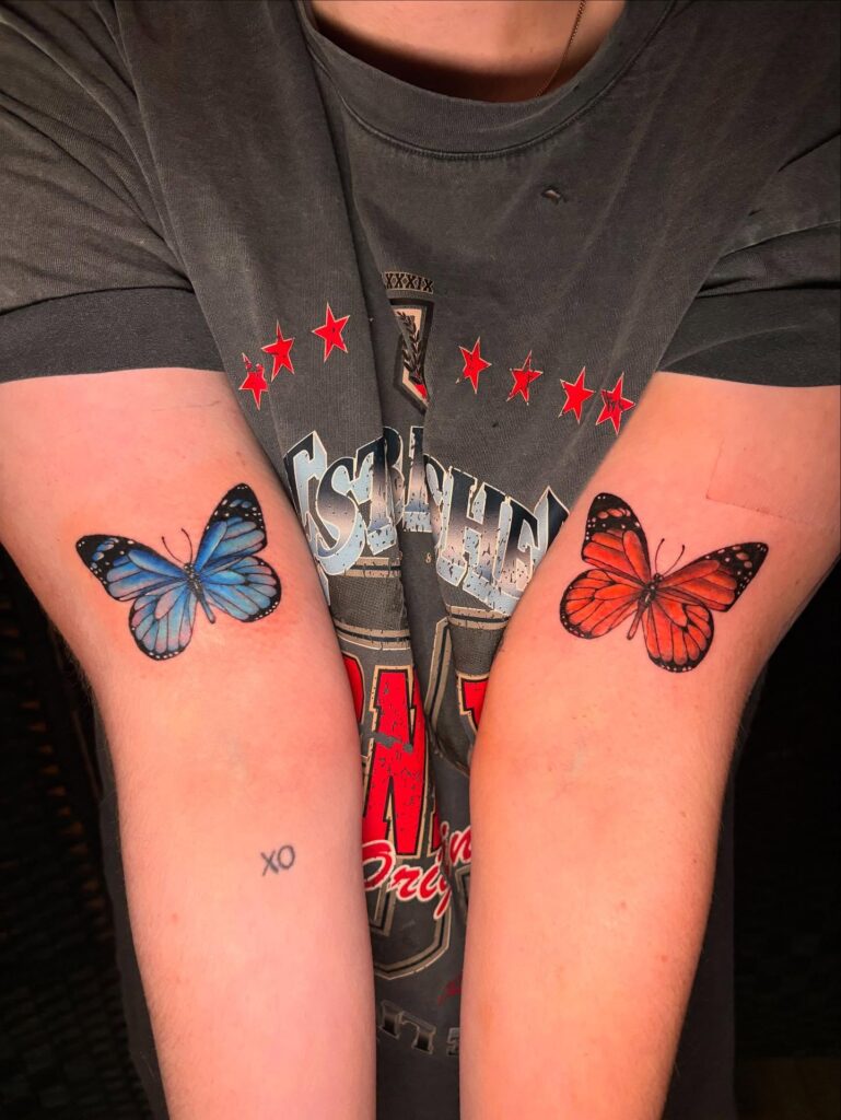 Blue and Orange Butterfly Tattoos butterfly tattoo designs tattoo