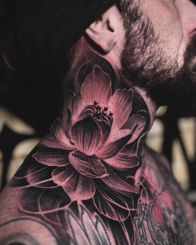 Winged Lady Justice Back Neck Tattoo