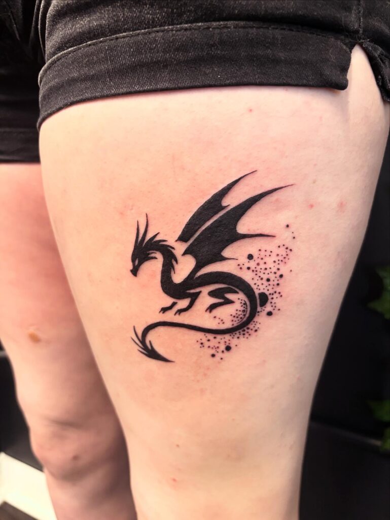 Dragon And Moon Back Tattoo