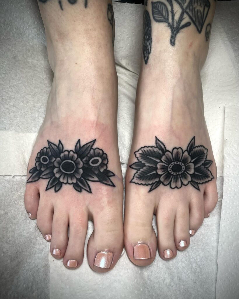 Turtle Foot Tattoo With World Map Design