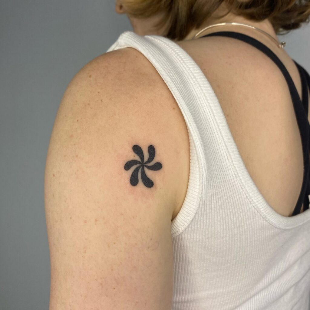 Matching Strawberry And Bug Stick And Poke Knee Tattoos