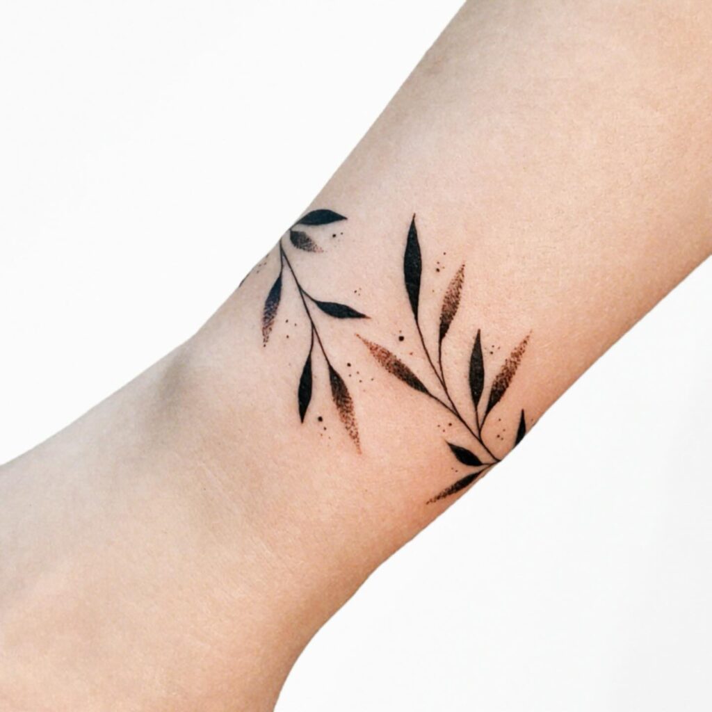 Watercolor Floral Wrist Garland Tattoo