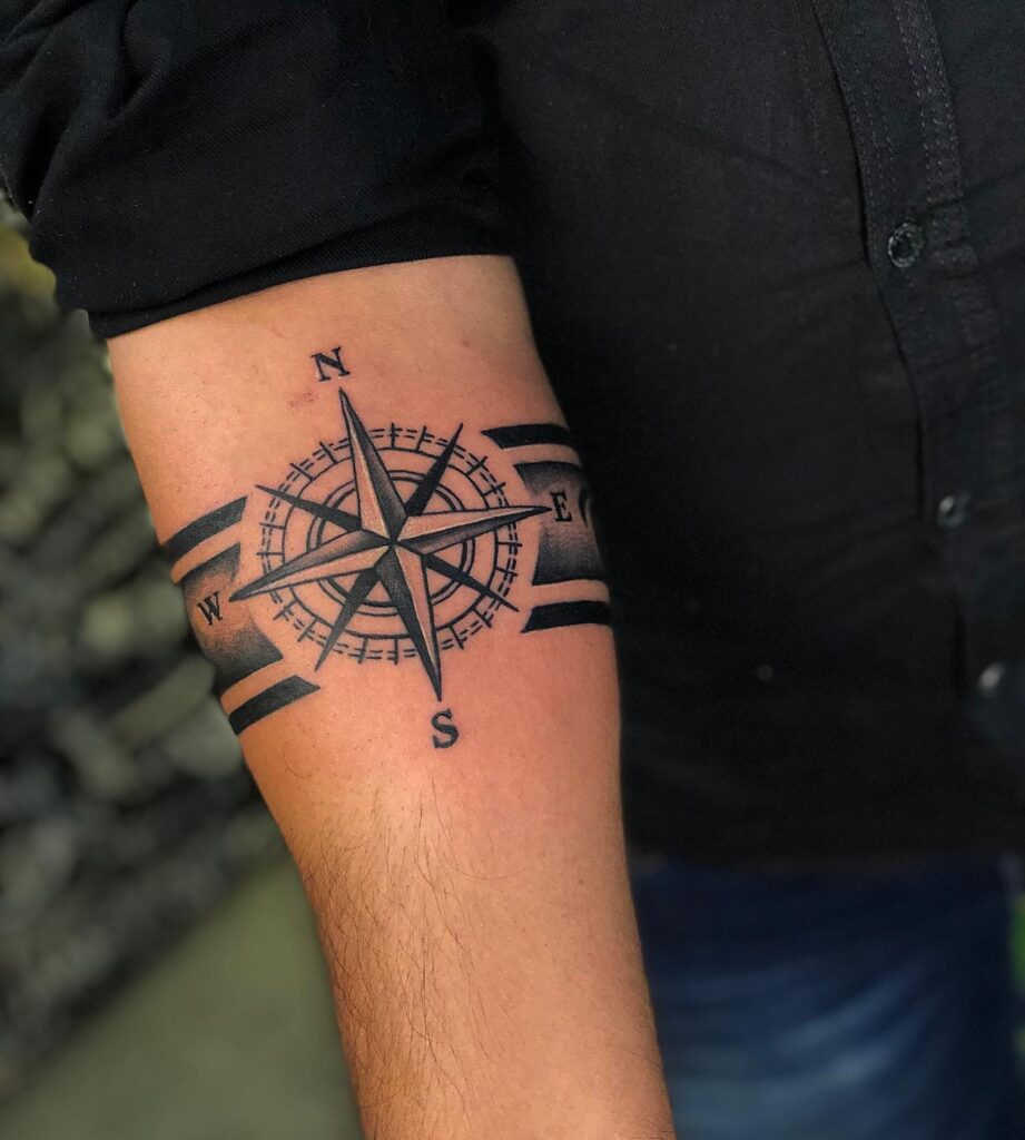Bold Compass Armband Tattoo timeless compass tattoo designs tattoo