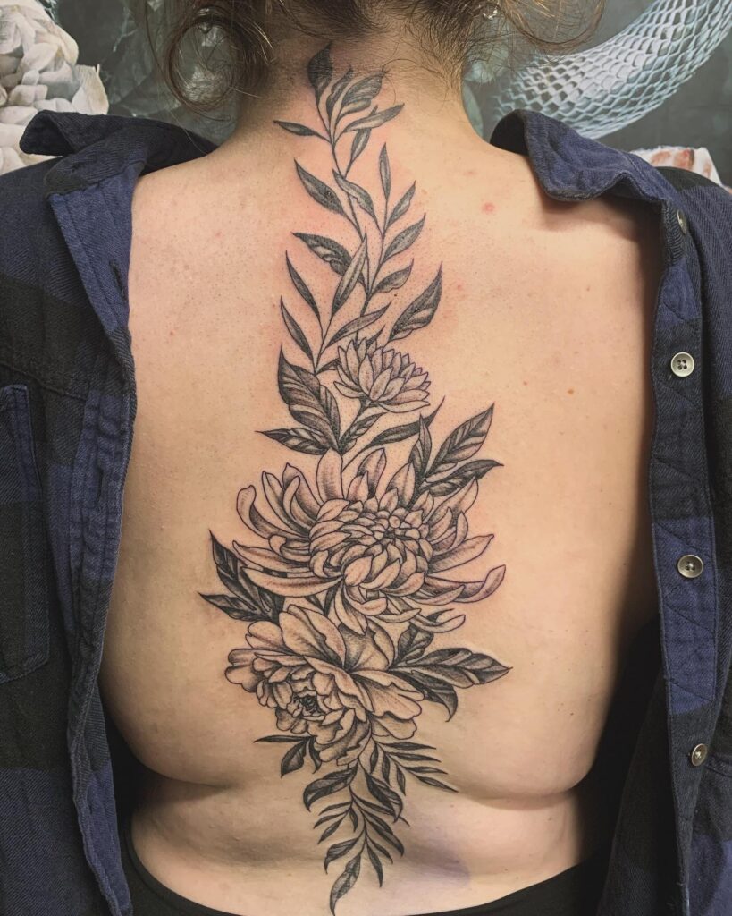Sunrise Spine Script Tattoo