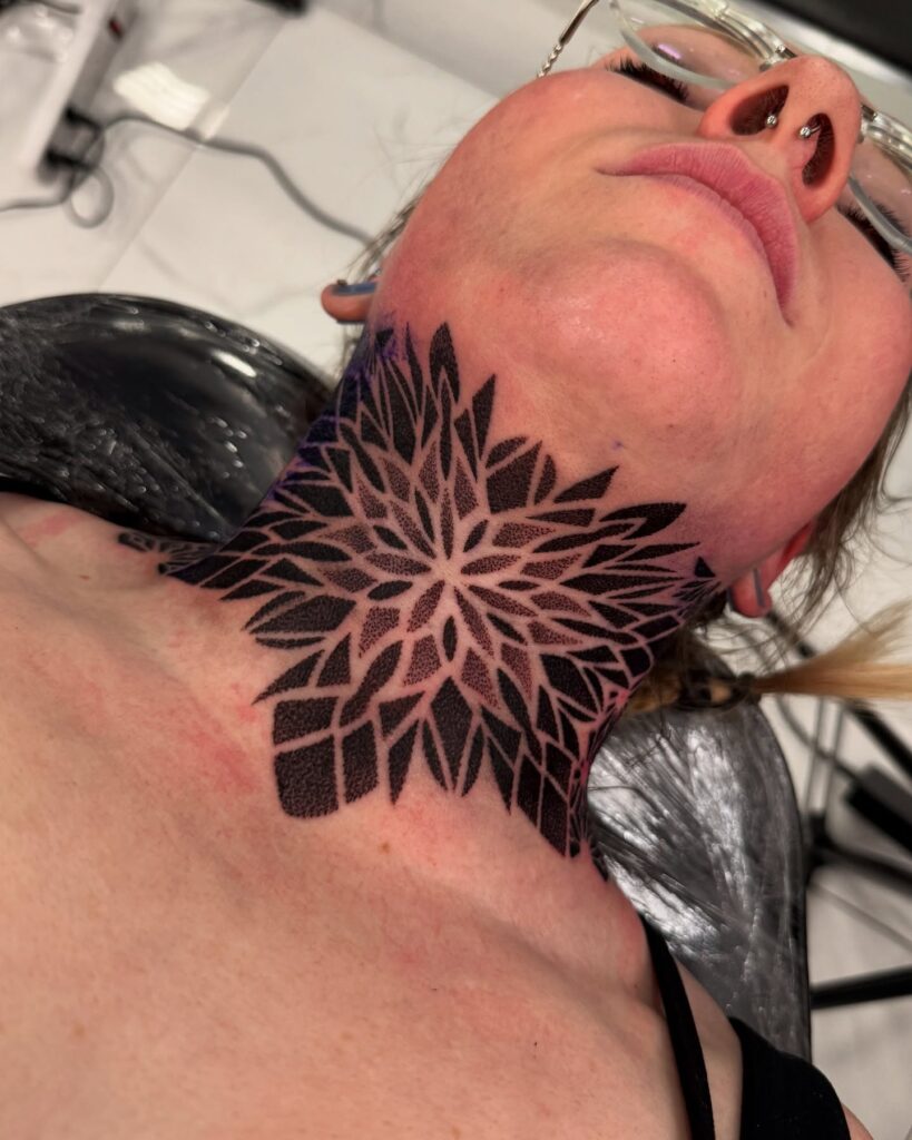 Minimal Ornamental Nape Tattoo Design