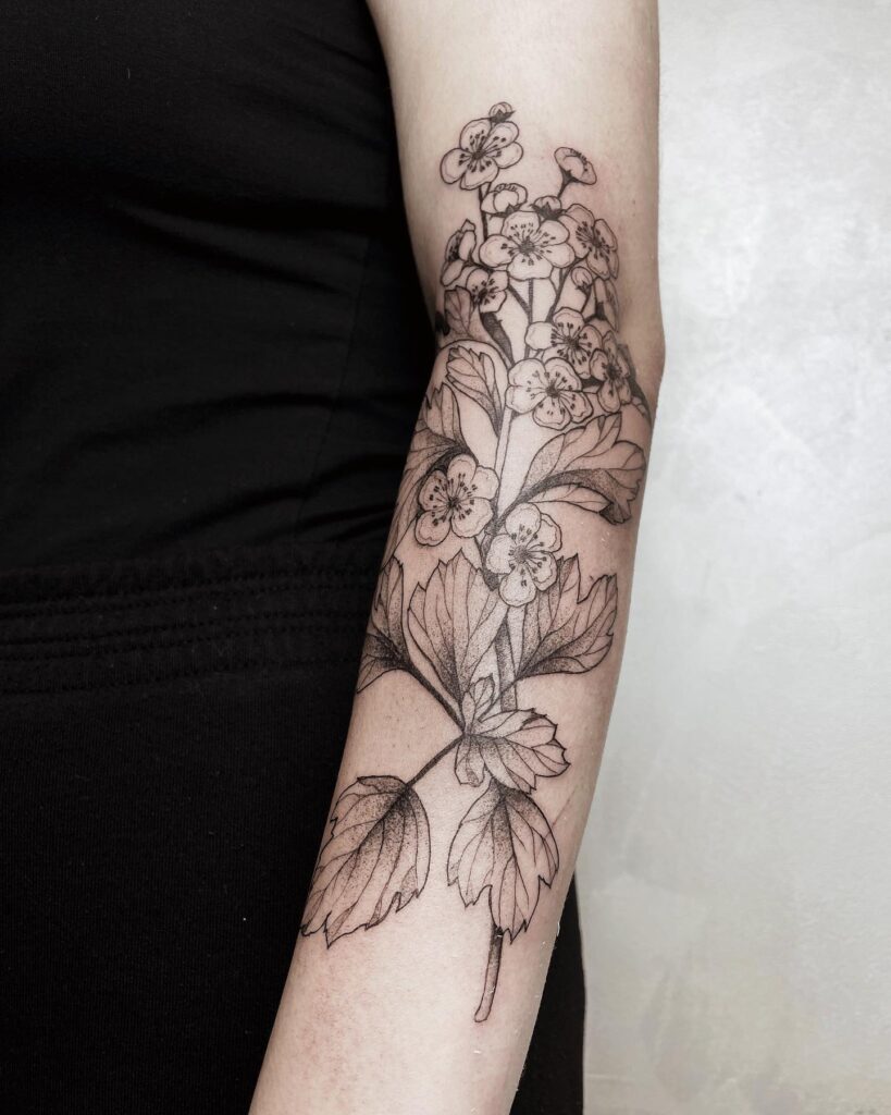 Bold Hawthorn Blossom Forearm Tattoo may birth flower tattoos tattoo