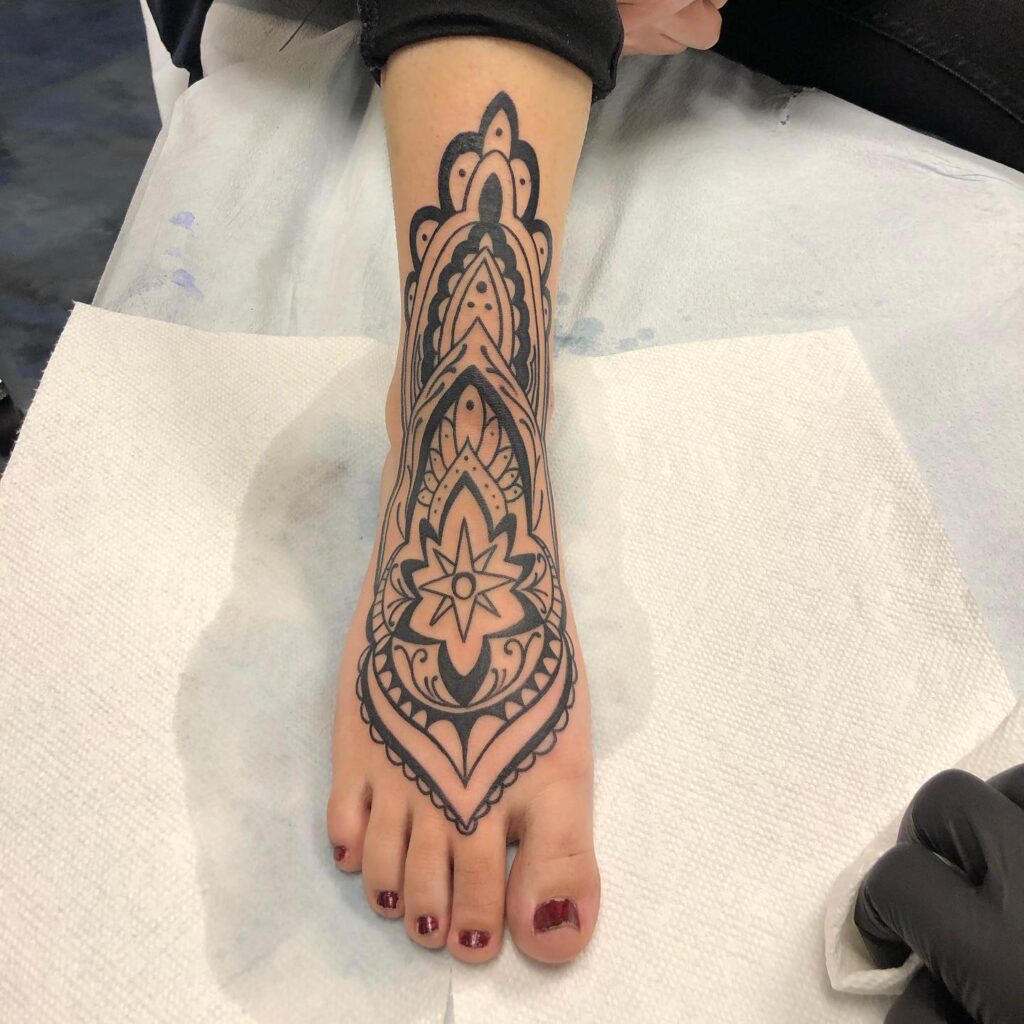 Vibrant Sugar Skull Foot Tattoo
