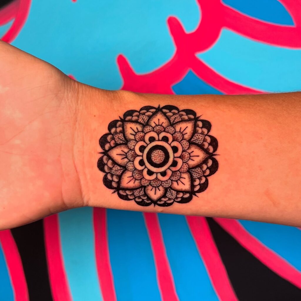 Bold Mandala Wrist Tattoo mandala wrist tattoo ideas tattoo
