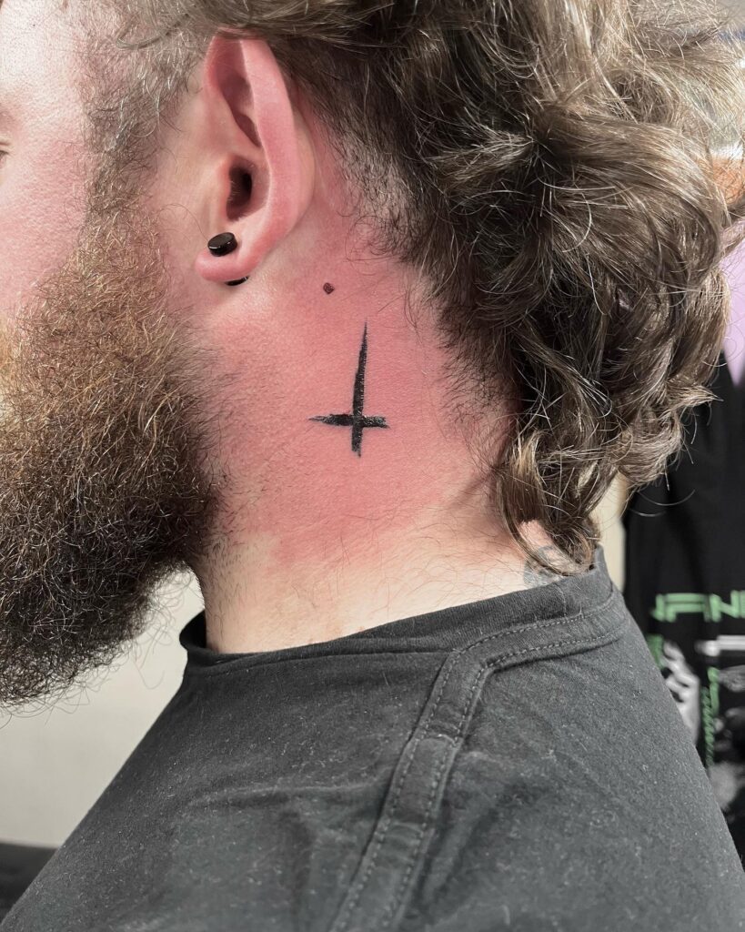 Mute Symbol Behind the Ear behind the ear tattoo ideas for men tattoo